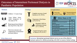 Outcomes of intermittent peritoneal dialysis in paediatric population