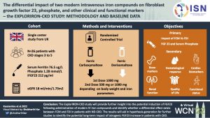 The differential impact of two novel intravenous iron agents on fibroblast growth factor 23, phosphate and other clinical and functional markers: methodology and baseline data