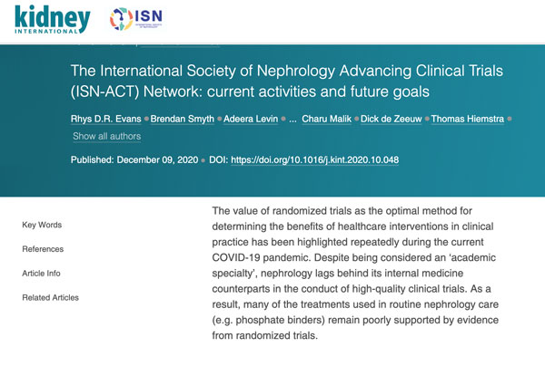 Kidney International Publishes ISN-ACT Paper